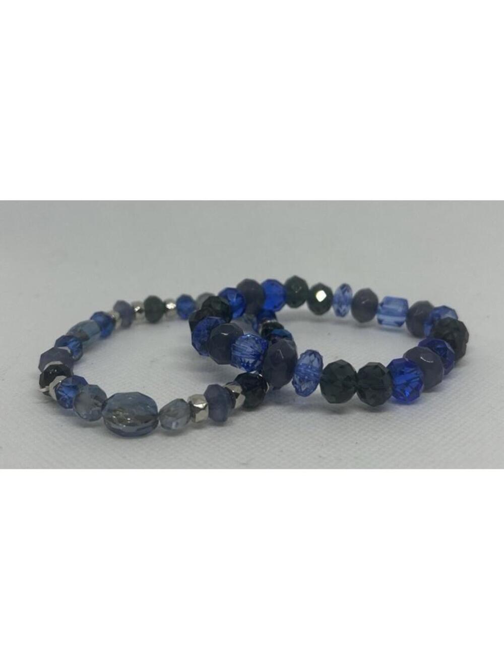 Saphire Blue Glass Bead Bracelets (set of 2)